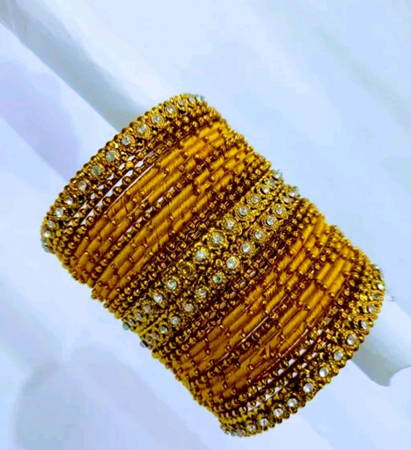 Aadhvik Arts And Crafts Yellow Color Thread Bangles - Turbo
