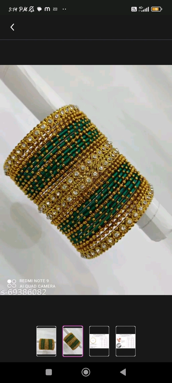 Aadhvik Arts And Crafts Dark Green Thread Bangles - Forest Green, 2.2 Sizes 2.4 Sizes 2.6 Sizes