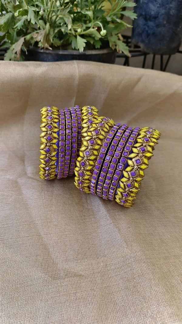 Aadhvik Arts And Crafts 3D Stoned Bangles - Moody Blue, 2.2 Sizes 2.4 Sizes 2.6 Sizes
