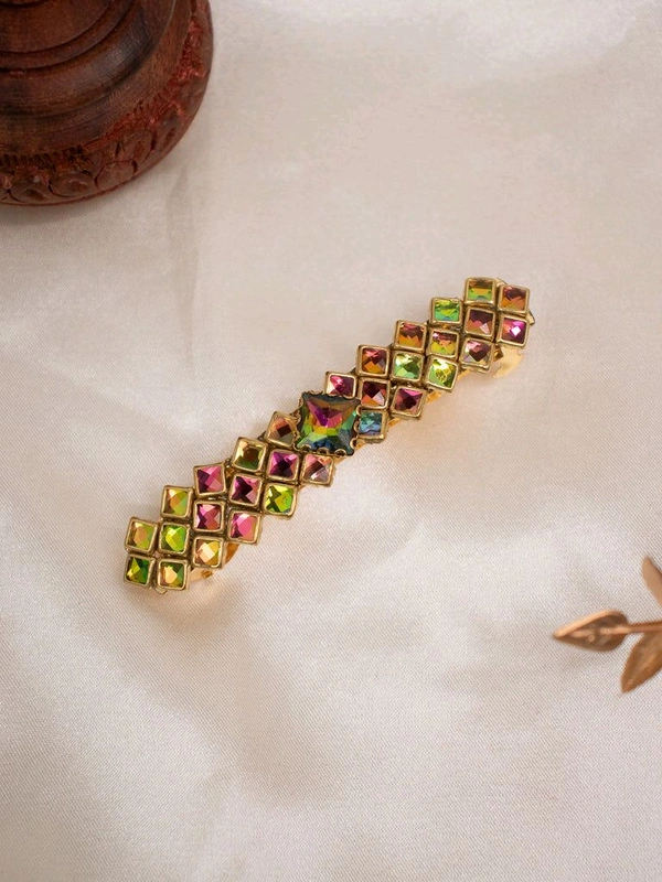 Aadhvik Arts And Crafts Beautiful Multi color Centre Hair Clips - Bourbon