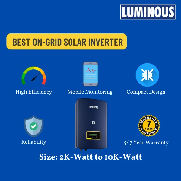 LUMINOUS Luminous Solar: On-Grid DCR Mono Solar Rooftop System for home with complete Installation - 2 K-Watt, Mono Bifacial