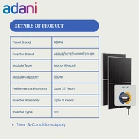 ADANI: On-Grid DCR Mono Bifacial Solar Rooftop System for home with complete Installation - 9 K-Watt, Three