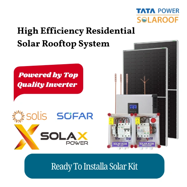 TATA Solar: On-Grid DCR Mono Bifacial Solar Rooftop System for home with complete Installation - 2 K-Watt, Single