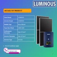 Luminous Mono-Bifacial DCR On-Grid Solar Rooftop System | PM Suryaghar Scheme | Home Installation Included - 2 K-Watt, Single, Mono-Bifacial