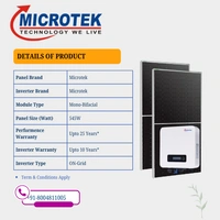 Microtek Mono Bifacial DCR On-Grid Solar Rooftop System | PM Suryaghar Scheme | Home Installation Included - 9 K-Watt, Three, Mono-Bifacial