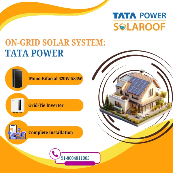 Tata Power Solar Mon-Bifacial DCR On-Grid Solar Rooftop System | PM Suryaghar Scheme | Home Installation Included - 3 K-Watt, Single, Mono-Bifacial