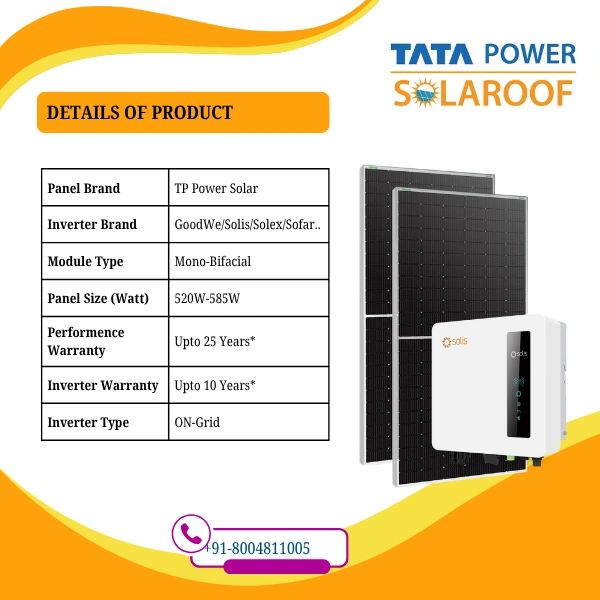 Tata Power Solar Mon-Bifacial DCR On-Grid Solar Rooftop System | PM Suryaghar Scheme | Home Installation Included - 3 K-Watt, Single, Mono-Bifacial