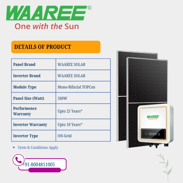 Waaree TOPCon DCR On-Grid Solar Rooftop System | PM Suryaghar Scheme | Home Installation Included - 6 K-Watt, Single, TOPCon