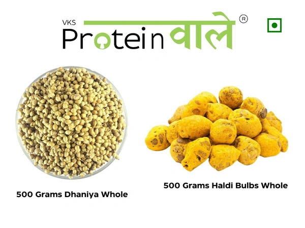 ProteinWaale Premium Spices - 500 gm Dhaniya Whole, 500 gm Haldi Turmeric Bulb Whole