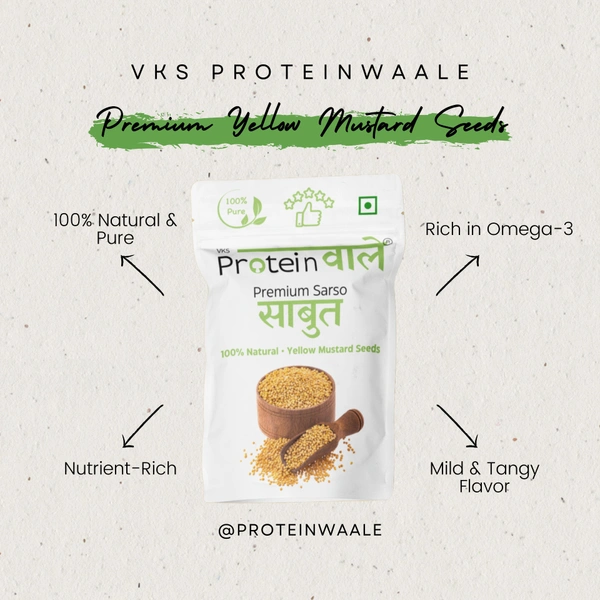 ProteinWaale Premium Yellow Mustard Seeds (पीली सरसों) - 50 Grams