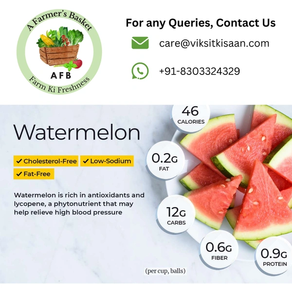 Kiran Watermelon (Tarbuj) - 1 Piece (2 Kg - 3 Kg)