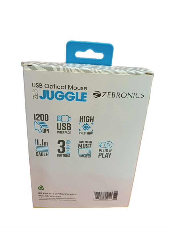 Zebronics Juggle Usb Optical Mouse  - Black, Big
