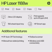 HP MFP M1188W WIFI LASER PRINTER - MULTIFUNCTION, BLACK