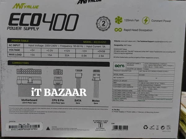 ANT VALUE SMPS ( COMPUTER POWER SUPPLY ) - ANT VALUE