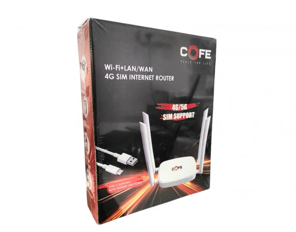 ROUTER 5G/4G Sim Compatible  Connect with DVR/NVR/WiFi Camera  - 4 Antenna, COFE