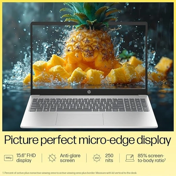 HP Laptop 15s-fc0154AU Ryzen 3-7320U |8GB DDR5 | 512GB SSD | Radeon Graphics | Win11 + MSO H&S 2021 | Backlit KBD with N’Pad |15.6 FHD | Narrow Border | BAG - AMD, Silver, R3, 7000, 15.6"