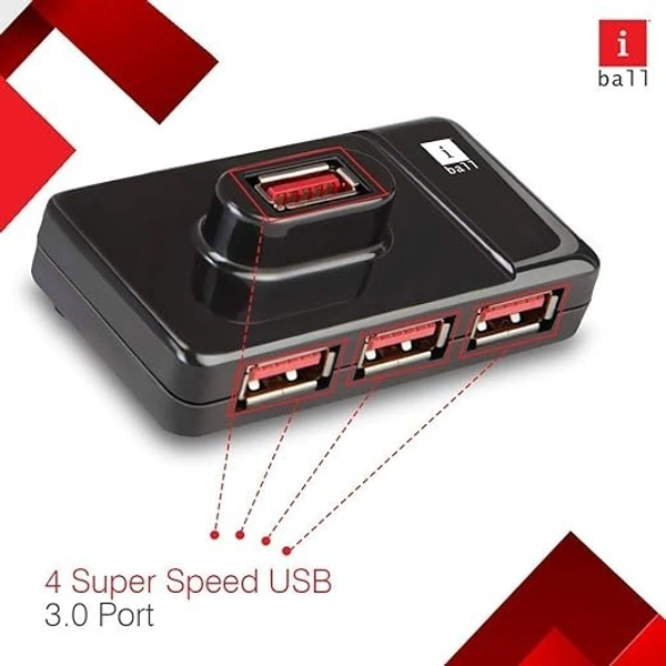 iBall Piano 430 USB 3.0 HUB, 4-Port, 1M Flexible Cable - IBALL