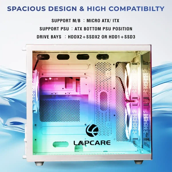 LAPCARE LAPCASE Gaming Cabinet W/o SMPS Champ White (LGT-450) - LAPCARE