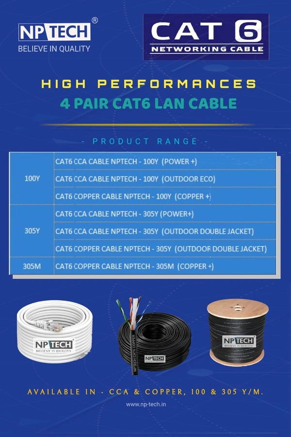 NPTECH CAT6 100M LAN CABLE - COPPER, NPTECH, 100M
