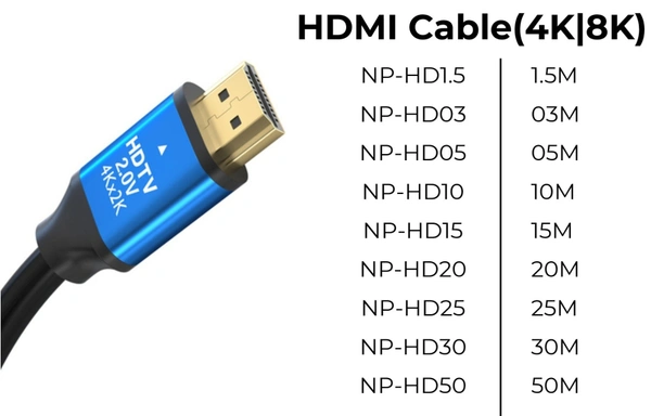 NPTECH HDMI CABLE 4K (M to M) for MONITOR | TV | DVR-NVR | LED - 15M