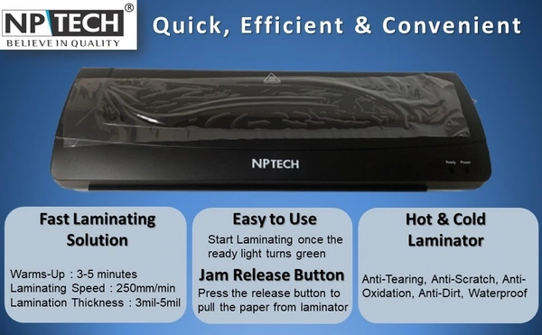 NPTECH LAMINATOR A3  SIZE PLASTIC BODY - NP-380, NPTECH, Black, A3