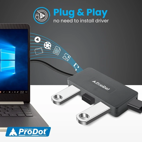 USB HUB 4 Port USB 2.0,  LED Indication & Additional DC Jack for Power-Hungry Devices - 1 Pcs, USB 2.0, PRODOT