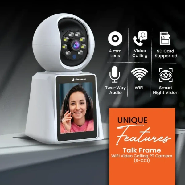 Wifi IP PT Camera 3MP Talk Frame Video Calling Camera With Two Way Audio - TALK Frame, Secureye