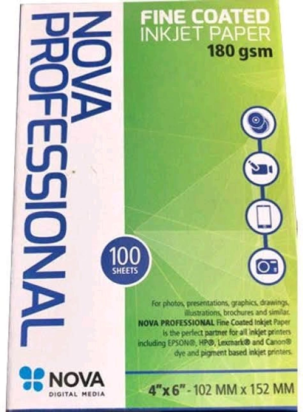 NOVA  4"x6"  180GSM PhotoGlossy 100 Sheets - 1 Pcs
