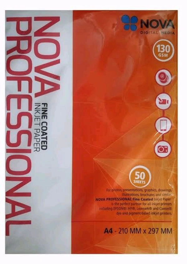 NOVA  A4  130GSM PhotoGlossy 50 Sheets - 10 Pcs