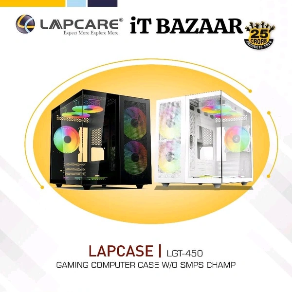 LAPCARE LAPCASE Gaming Cabinet W/o SMPS Champ White (LGT-450) - LAPCARE