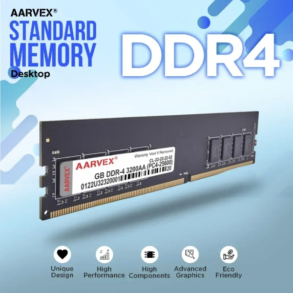 Aarvex Desktop Ram 8GB DDR4 3200Mhz - 8GB, 3200MHz, AARVEX