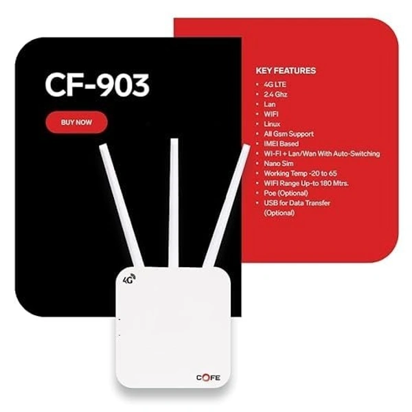 ROUTER 5G/4G Sim Compatible  Connect with DVR/NVR/WiFi Camera  - 3 Antenna, COFE