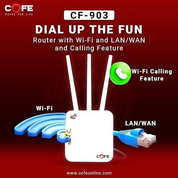 ROUTER 5G/4G Sim Compatible  Connect with DVR/NVR/WiFi Camera  - 3 Antenna, COFE