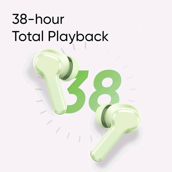 Realme realme Buds T110 with Ai Enc for Calls, Upto 38 Hours of Playback and Fast Charging Bluetooth in Ear Headset (Country Green, True Wireless) - White
