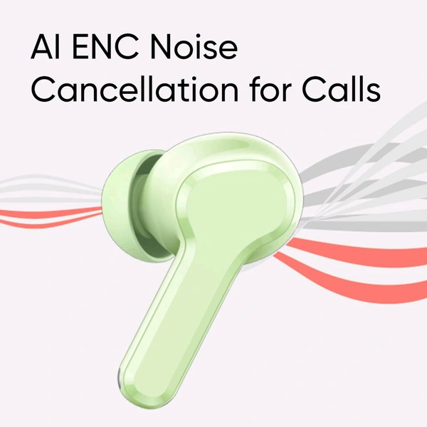 Realme realme Buds T110 with Ai Enc for Calls, Upto 38 Hours of Playback and Fast Charging Bluetooth in Ear Headset (Country Green, True Wireless) - White
