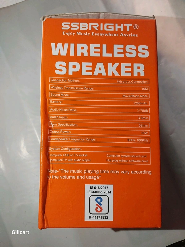 SSBRIGHT SG-4171C Wireless Portable Speaker, Studio Quality Sound, Bluetooth Compatible - Peach