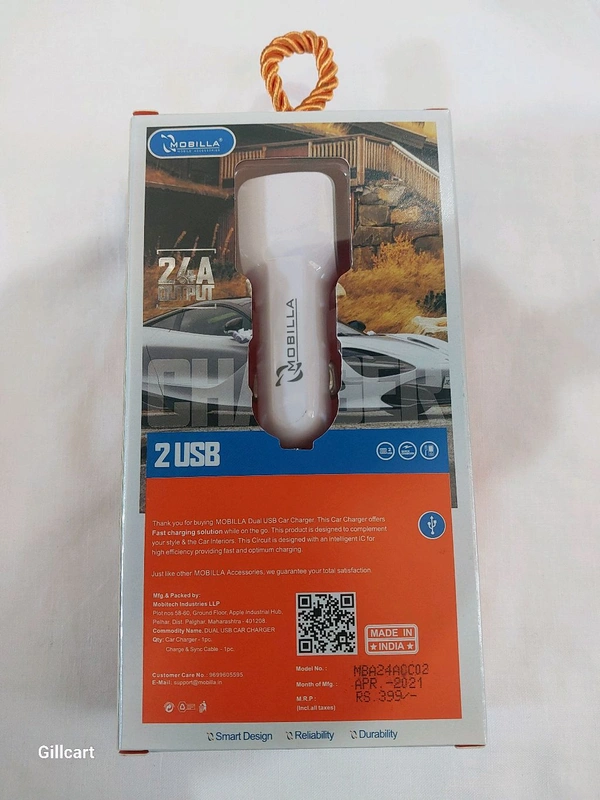 Mobilla 2 USB Car Charger - White