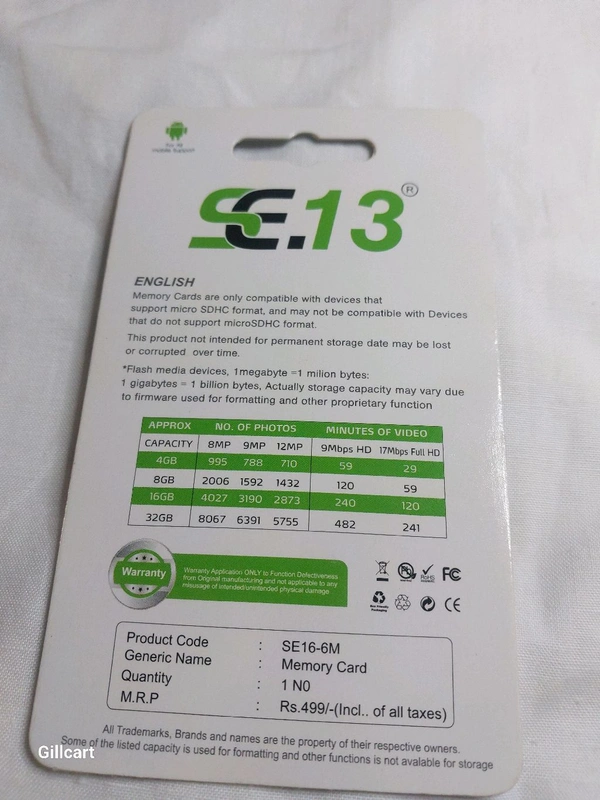 SE13 SE.13 16GB SD Card 