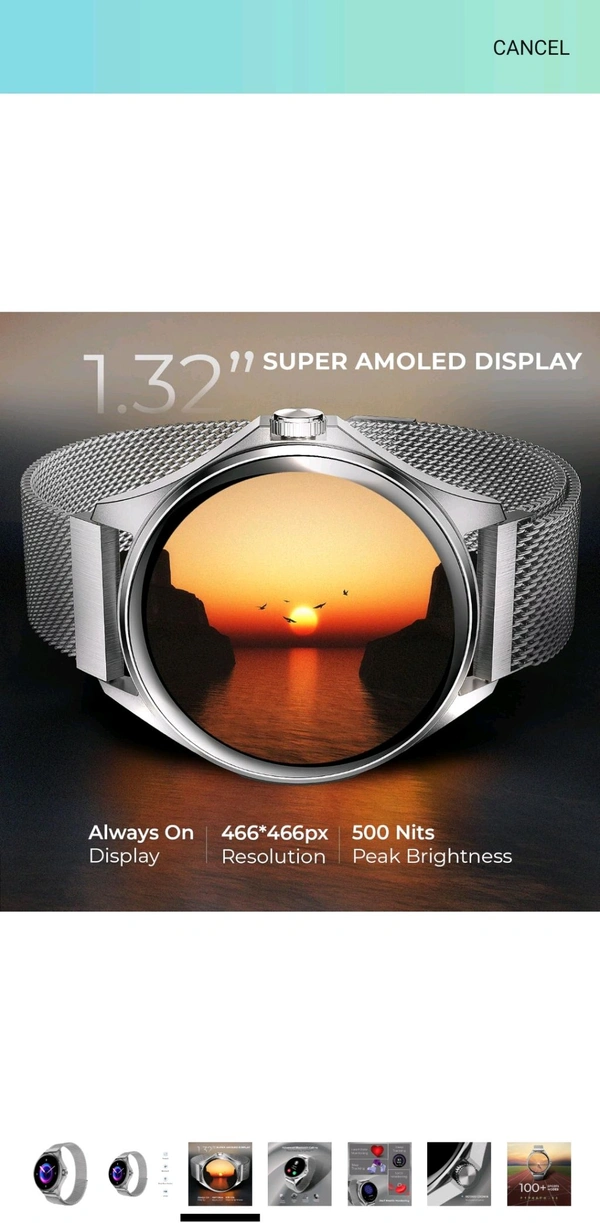 BeatXP beatXP Nuke 1.32” Super AMOLED Display Bluetooth Calling Smart Watch, 466 * 466px, Metal Body, 500 Nits, 60Hz Refresh Rate, 100+ Sports Modes, 24/7 Health Tracking, IP67 (Silver with Metal Magnetic) - Silver