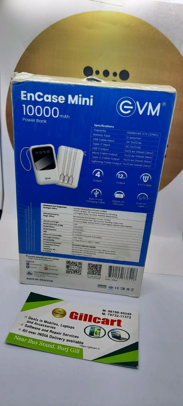 Air (Flight) Allowable EVM ENCASE MINI 10000mAh POWER BANK