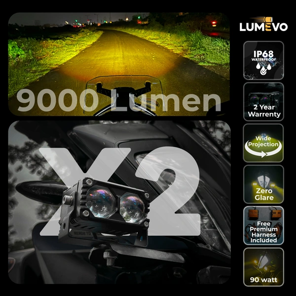 LUMEVO X2 PLUS ( Free Wiring harness ) White/White - Low: White ( 6000k ) / High: White ( 6000k )