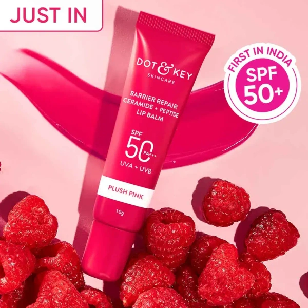 Dot & Key Ceramide + Peptide Tinted Lip Balm SPF 50+ PA+++ (Plush Pink) - 10 g