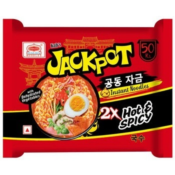 Kab's Jackpot 2X Hot & Spicy Instant Noodles - With Dehydrated Vegetables - 100 g