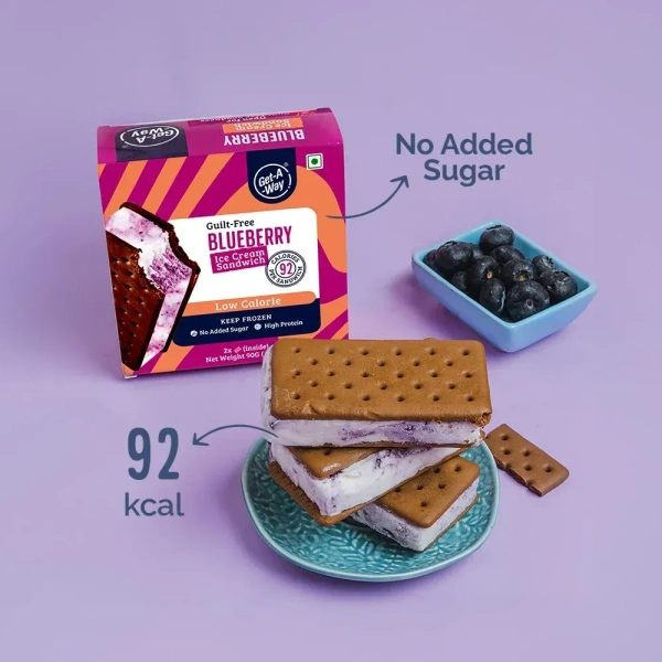Get-A-Whey Blueberry Zero Sugar Ice Cream Sandwich - 90 g