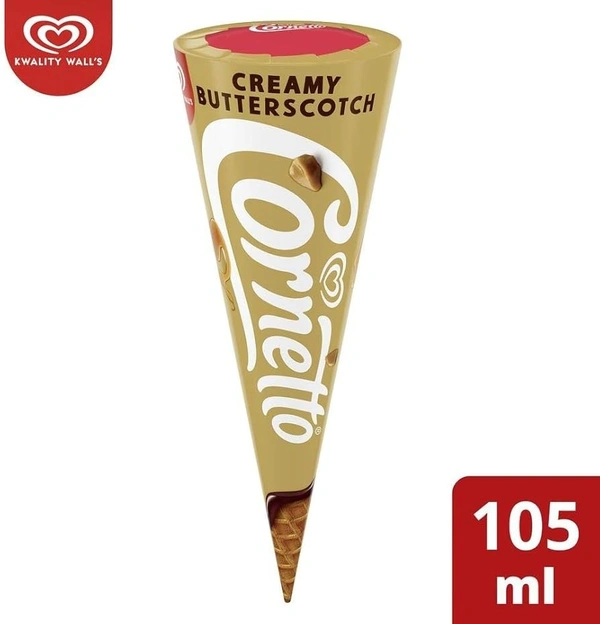 Kwality Walls Cornetto Butterscotch Frozen Dessert Cone - 105 ml