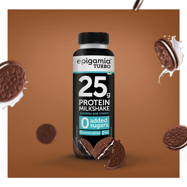 Epigamia Cookies And Cream Flavoured - 25G Protein Milkshake - 250 ml
