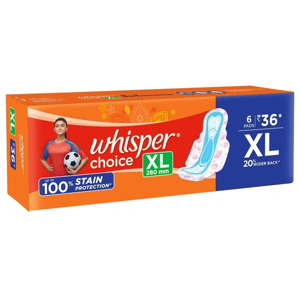 Whisper  Choice Stain Protection Sanitary Pads ( Xl ) - 1 pack (6 pieces)