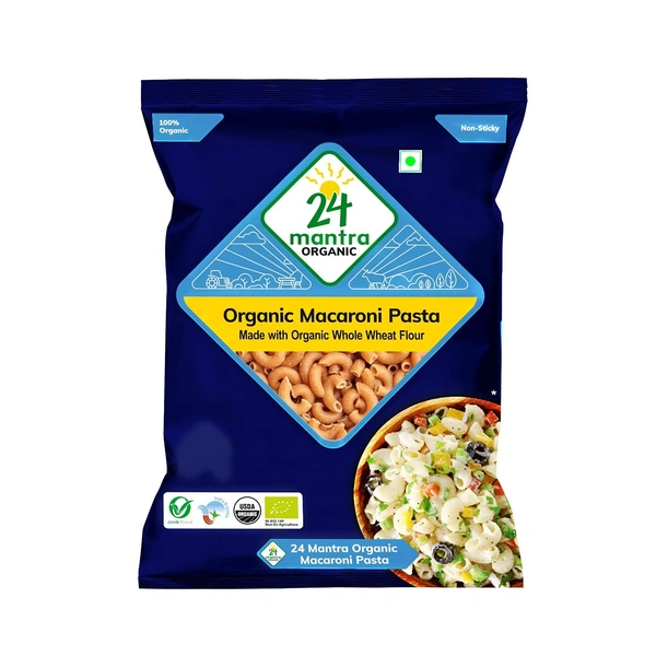 24 mantra Organic Wholewheat Macaroni Pasta - 400 g