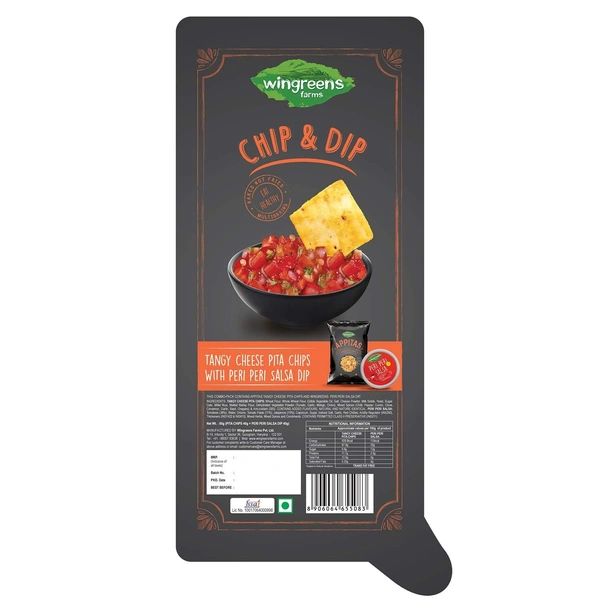 Wingreens Tangy Cheese Pita Chips With Mexican Salsa Dip