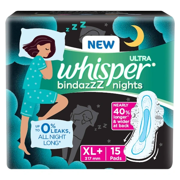 Whisper  Choice Bindazzz Nights Sanitary Pads(Xl+ Wings) - 1 pack (7 pieces)